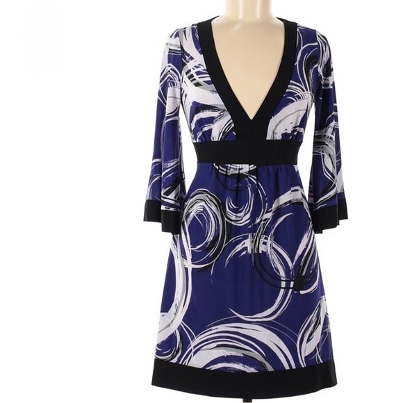 Purple black and white swirl kimono dress size medium - Picture 1 of 8